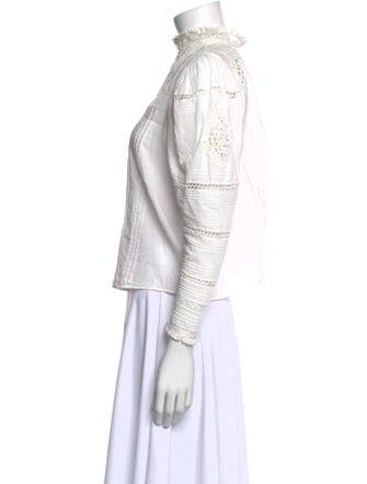 DÔEN Mock Neck Long Sleeve Button-Up Top