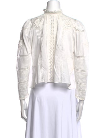 DÔEN Mock Neck Long Sleeve Button-Up Top