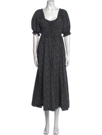 DÔEN Floral Print Knee-Length Dress