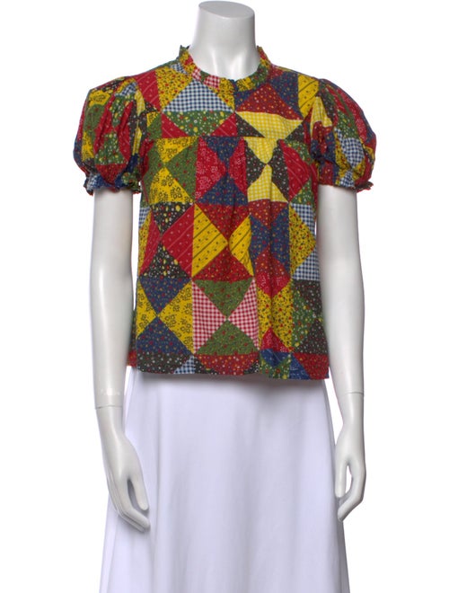 DÔEN Printed Crew Neck Crop Top