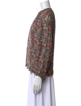 DÔEN Floral Print Crew Neck Blouse