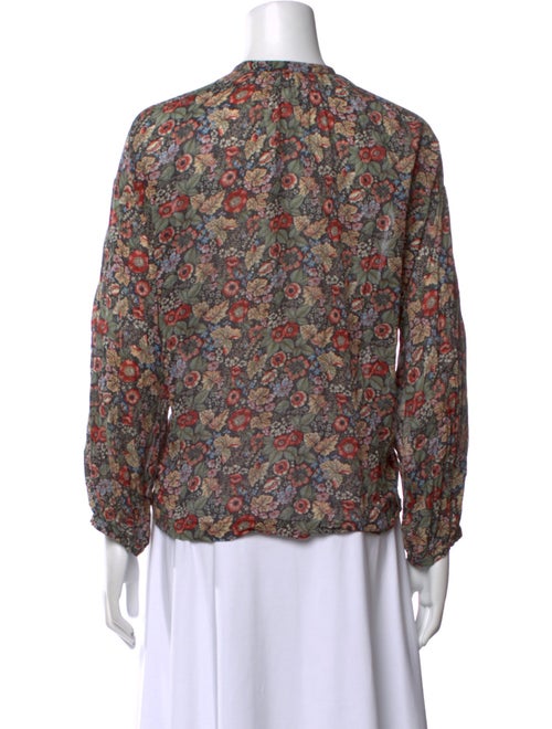 DÔEN Floral Print Crew Neck Blouse