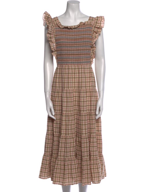 DÔEN Plaid Print Midi Length Dress