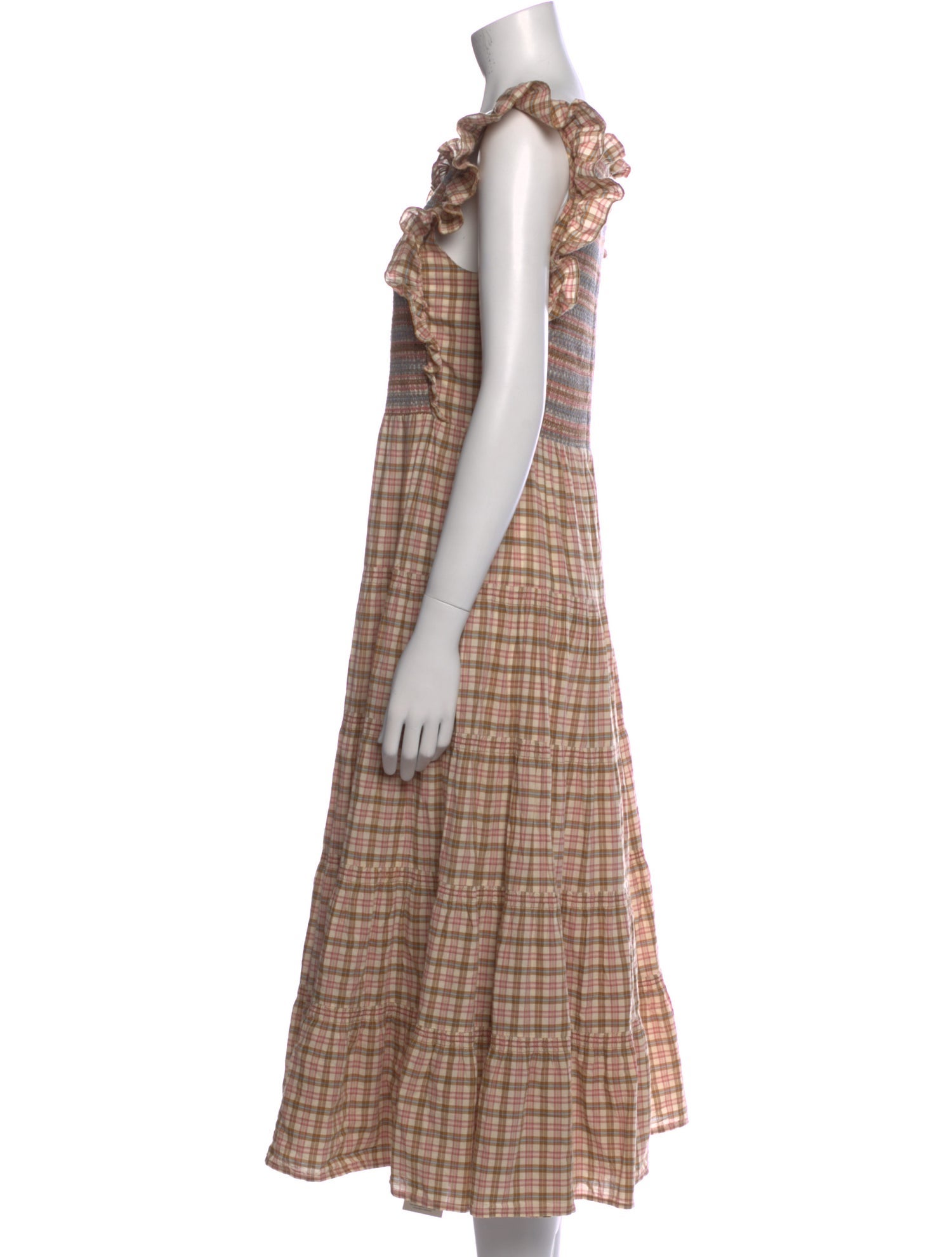 DÔEN Plaid Print Midi Length Dress