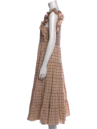 DÔEN Plaid Print Midi Length Dress
