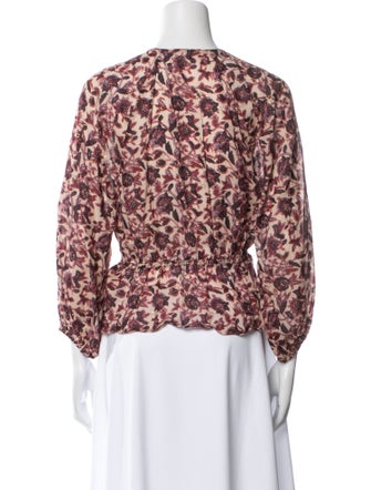 DÔEN Floral Print Crew Neck Blouse
