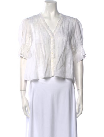 DÔEN V-Neck Three-Quarter Sleeve Crop Top