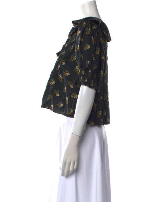 DÔEN Printed V-Neck Crop Top