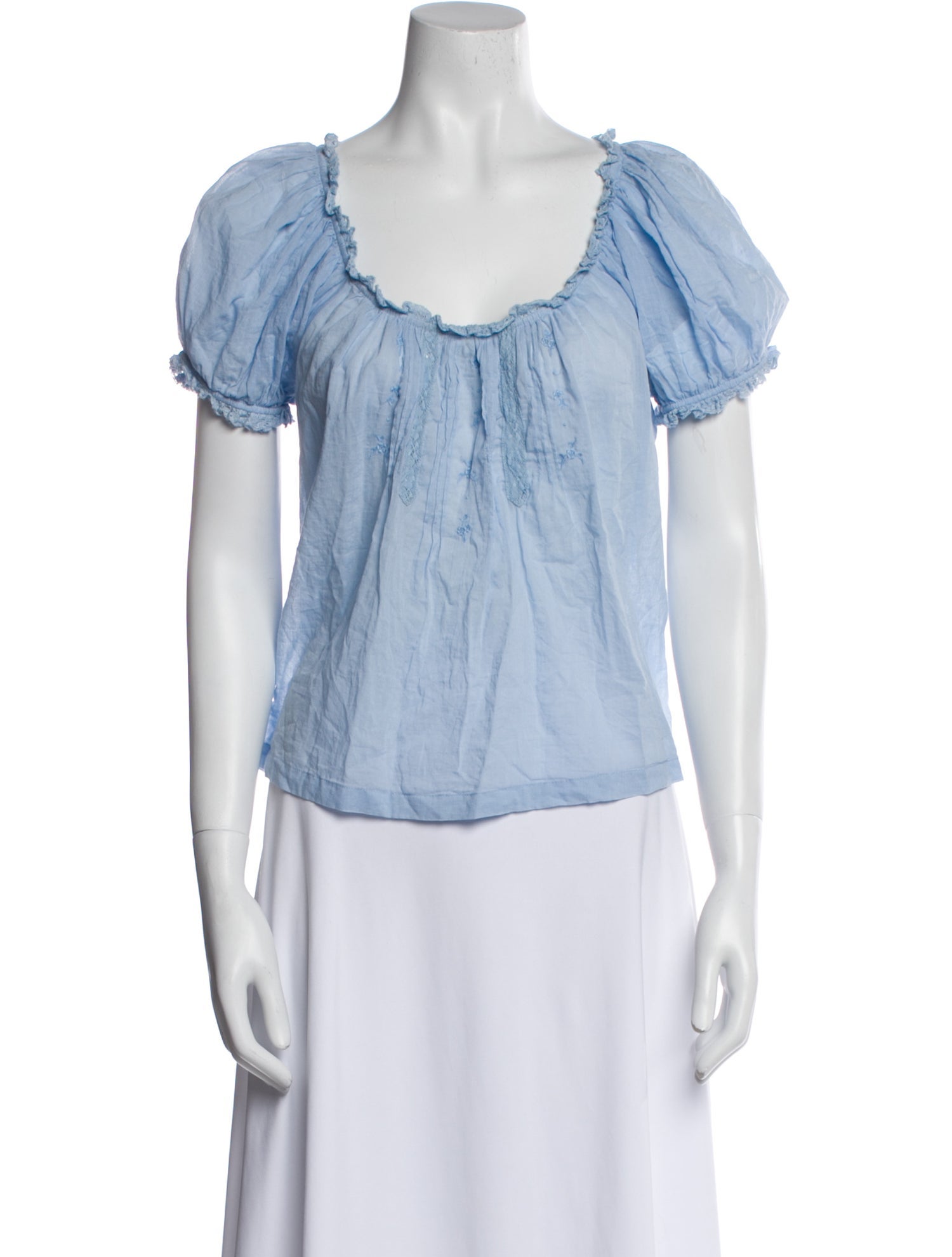 DÔEN Scoop Neck Short Sleeve Blouse