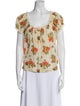 DÔEN Floral Print Square Neckline Blouse