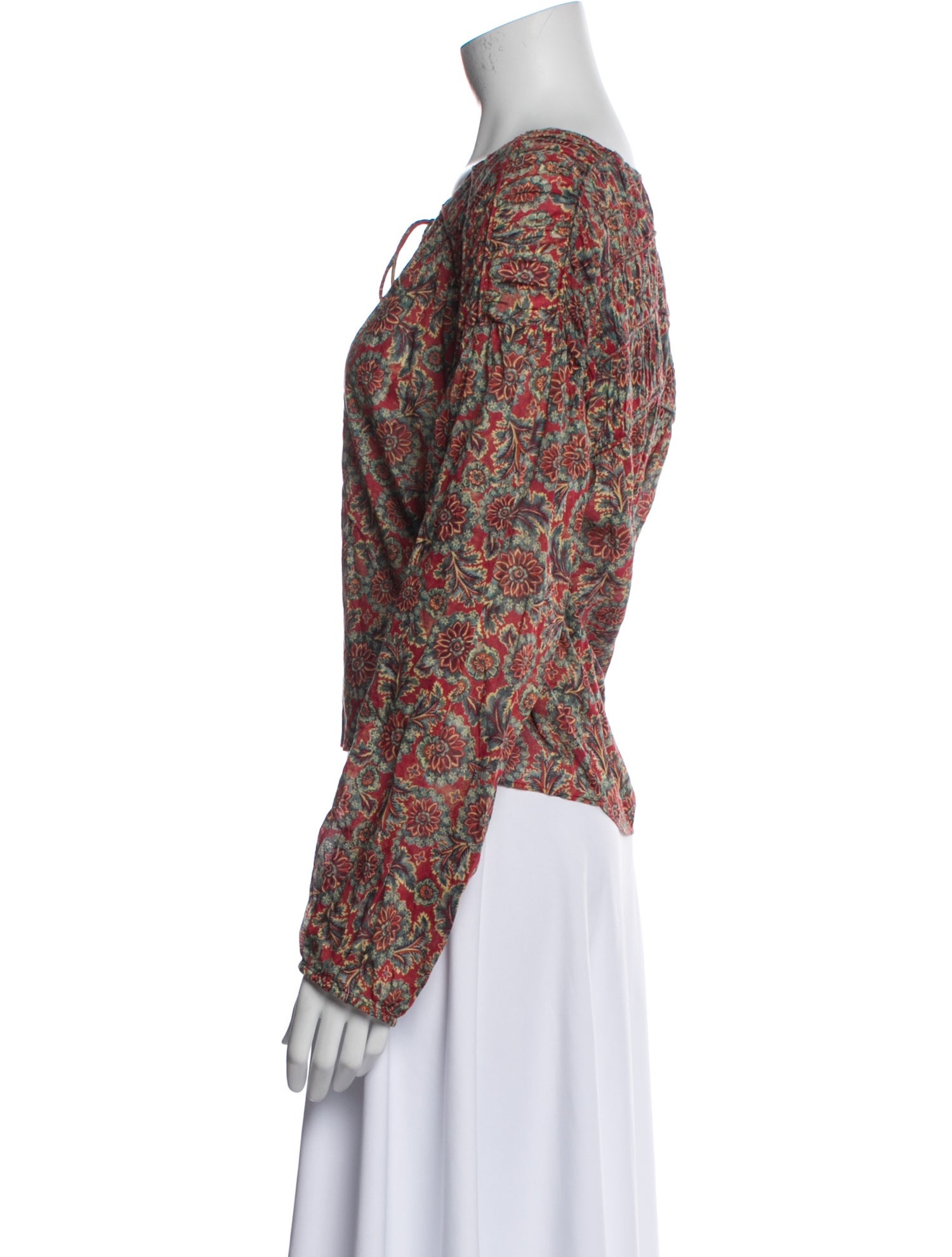 DÔEN Paisley Print V-Neck Blouse