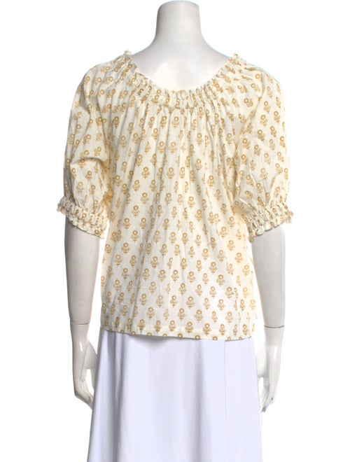 DÔEN Floral Print Scoop Neck Blouse