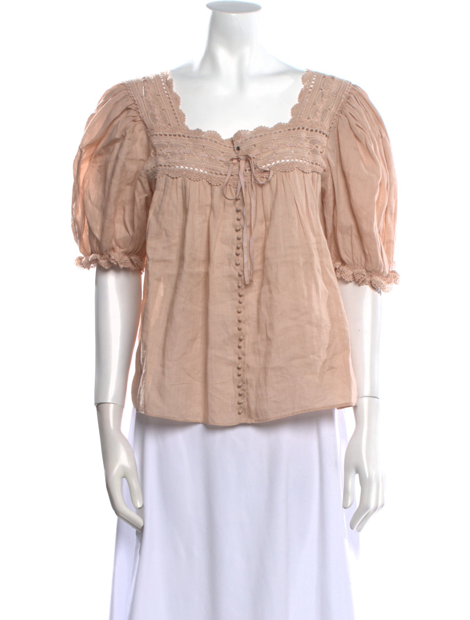 DÔEN Square Neckline Three-Quarter Sleeve Blouse