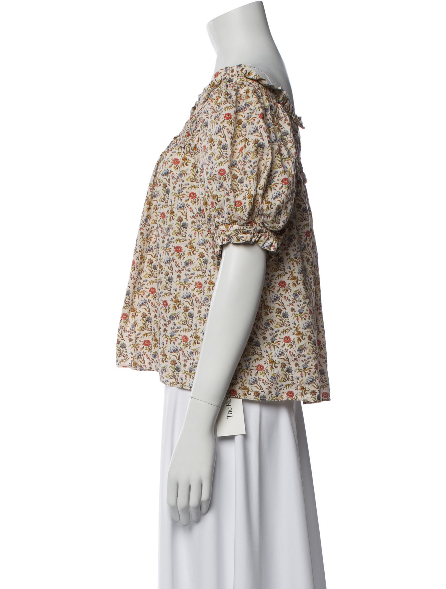 DÔEN Floral Print Off-The-Shoulder Crop Top