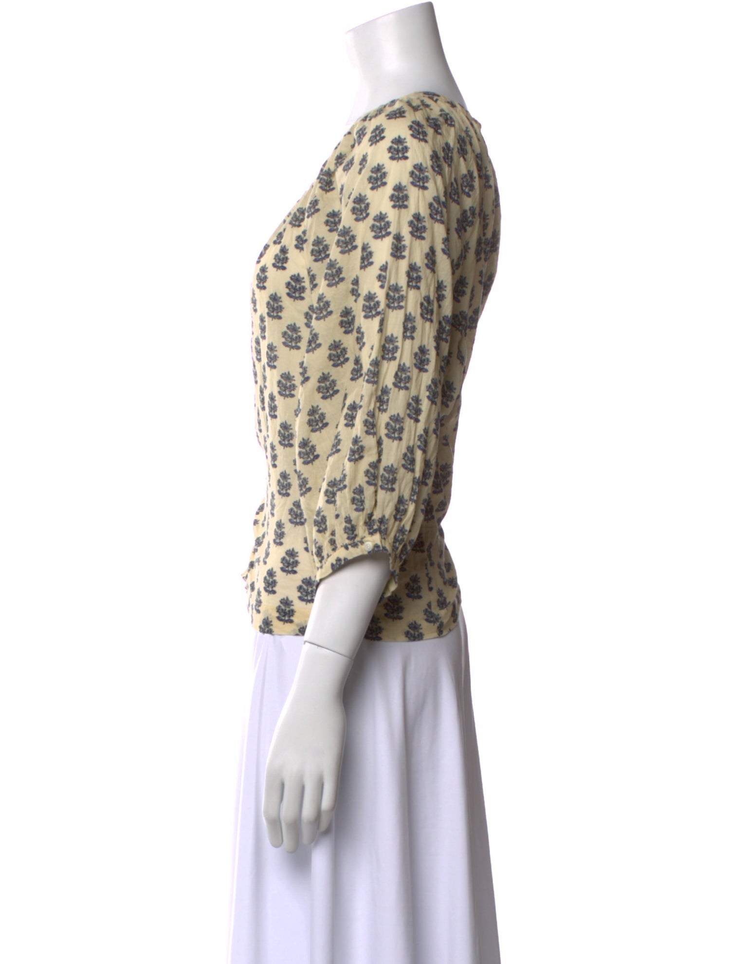 DÔEN Printed Scoop Neck Blouse