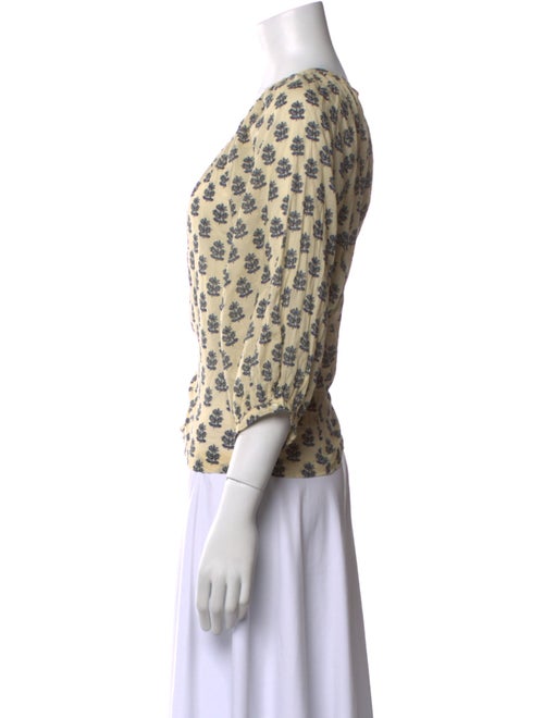 DÔEN Printed Scoop Neck Blouse