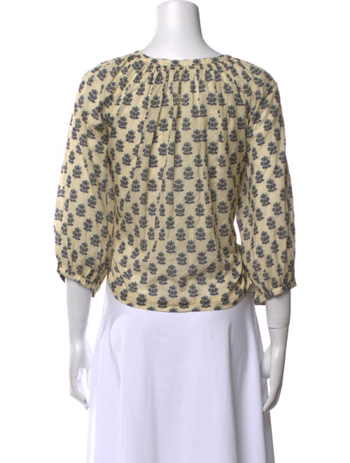 DÔEN Printed Scoop Neck Blouse
