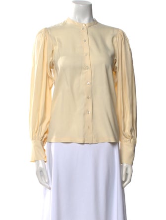 DÔEN Silk Mock Neck Button-Up Top