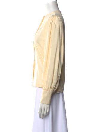 DÔEN Silk Mock Neck Button-Up Top