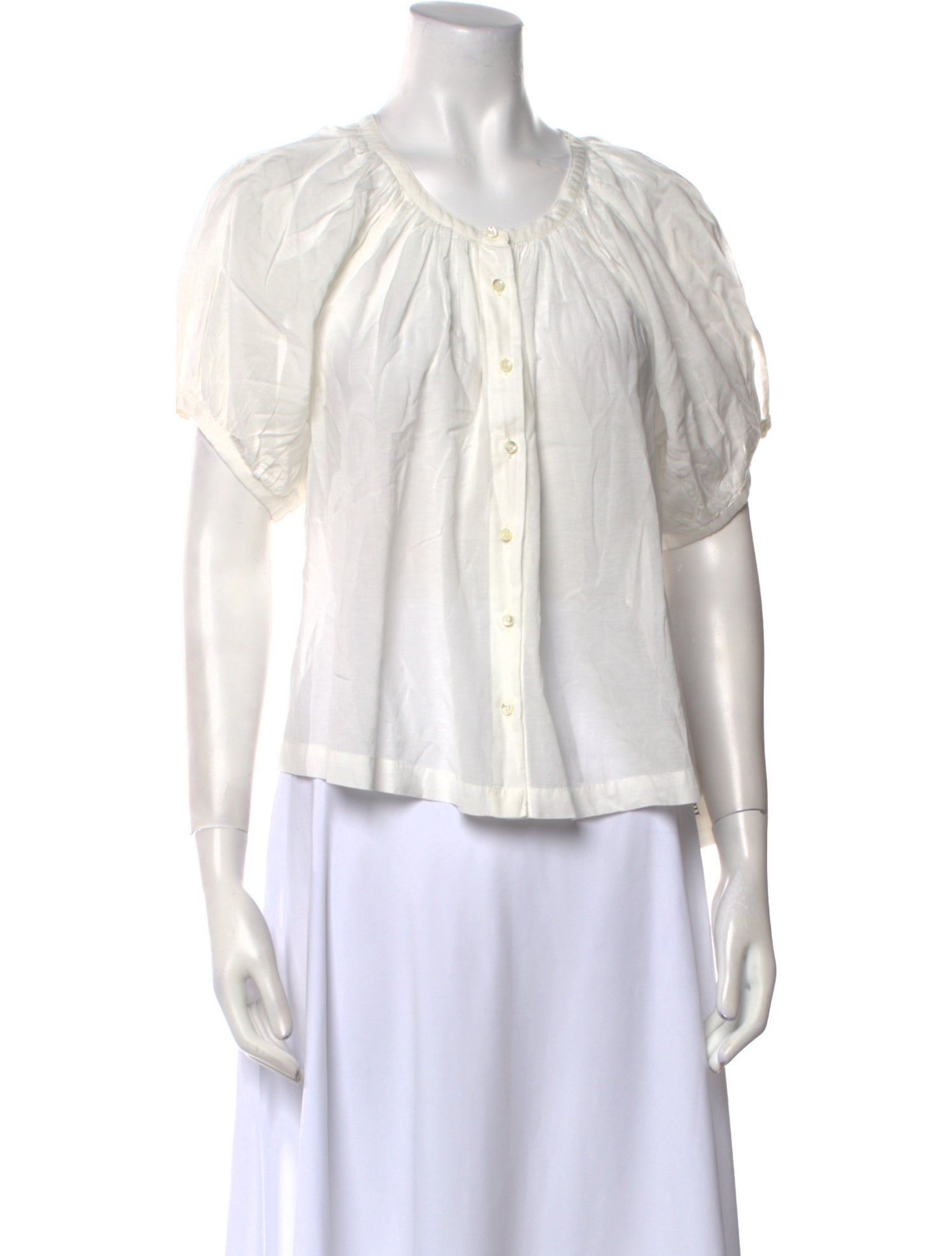 DÔEN Scoop Neck Short Sleeve Button-Up Top w/ Tags