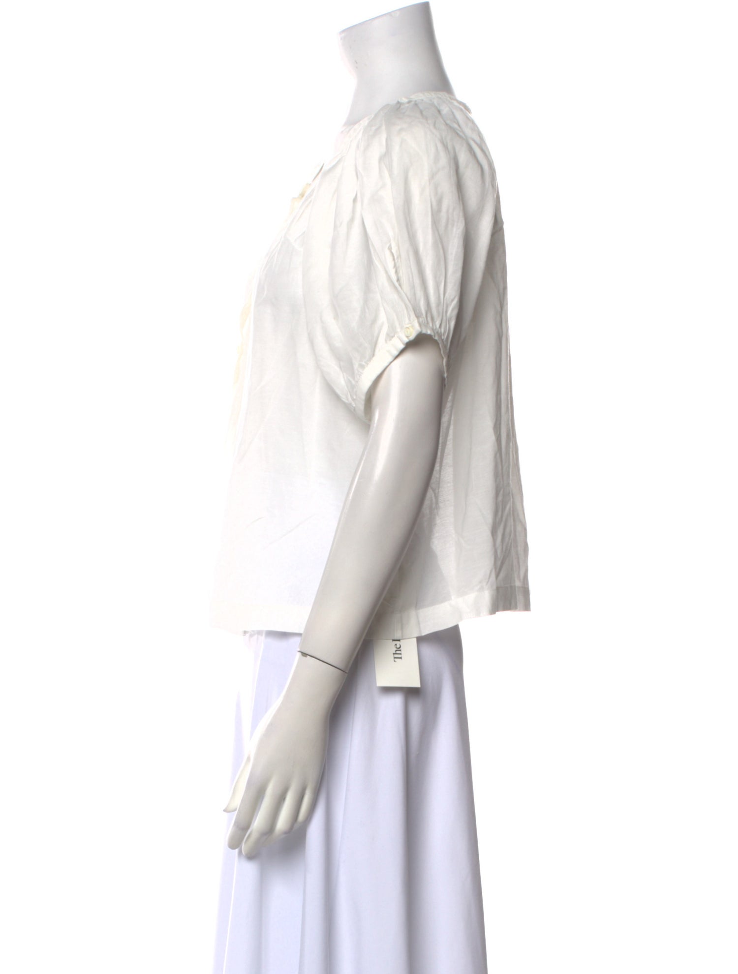 DÔEN Scoop Neck Short Sleeve Button-Up Top w/ Tags