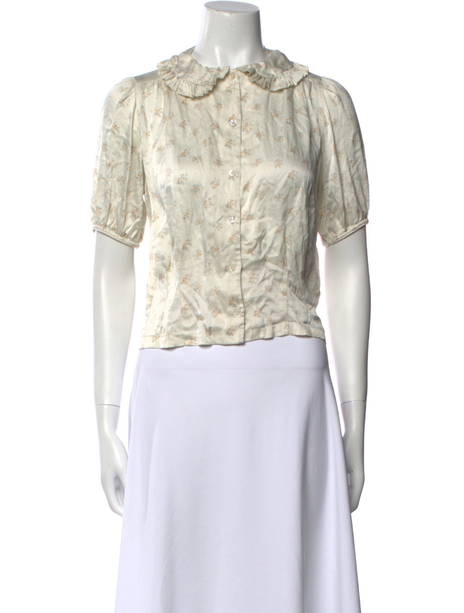 DÔEN Floral Print Crew Neck Crop Top