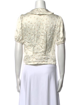 DÔEN Floral Print Crew Neck Crop Top