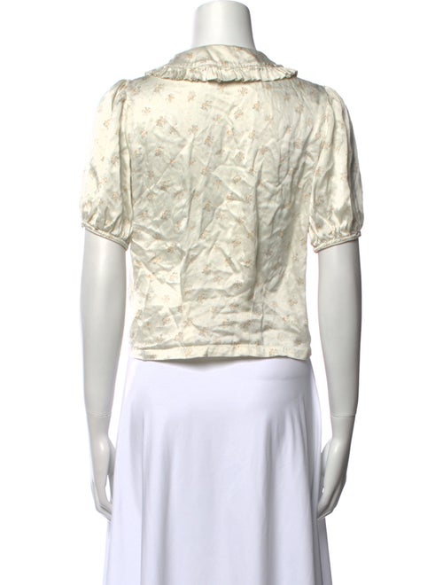 DÔEN Floral Print Crew Neck Crop Top