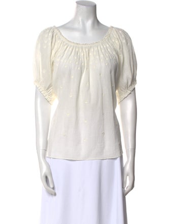 DÔEN Scoop Neck Short Sleeve Blouse