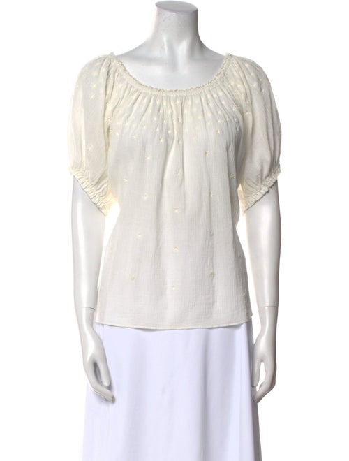 DÔEN Scoop Neck Short Sleeve Blouse