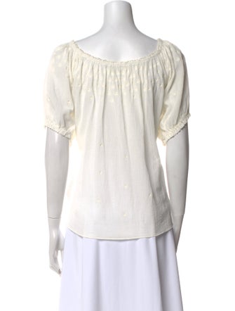 DÔEN Scoop Neck Short Sleeve Blouse