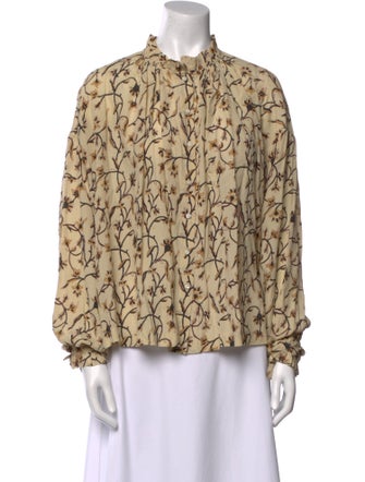 DÔEN Printed Mock Neck Blouse