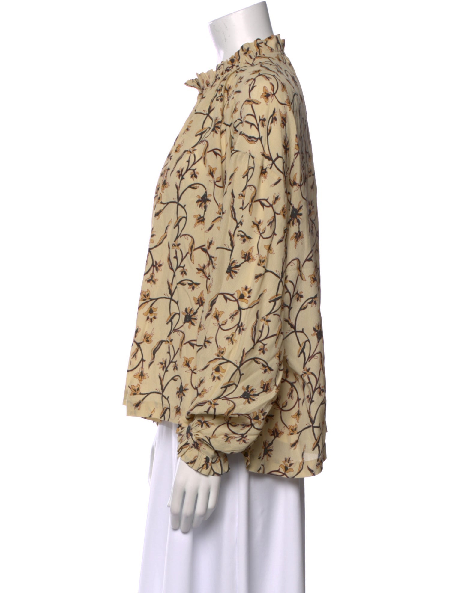 DÔEN Printed Mock Neck Blouse