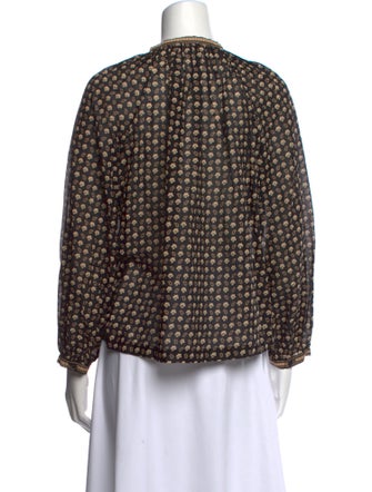 DÔEN Floral Print Mock Neck Blouse