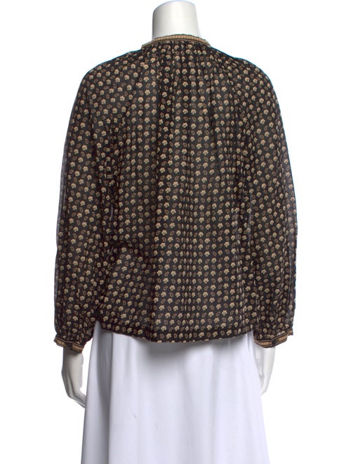 DÔEN Floral Print Mock Neck Blouse