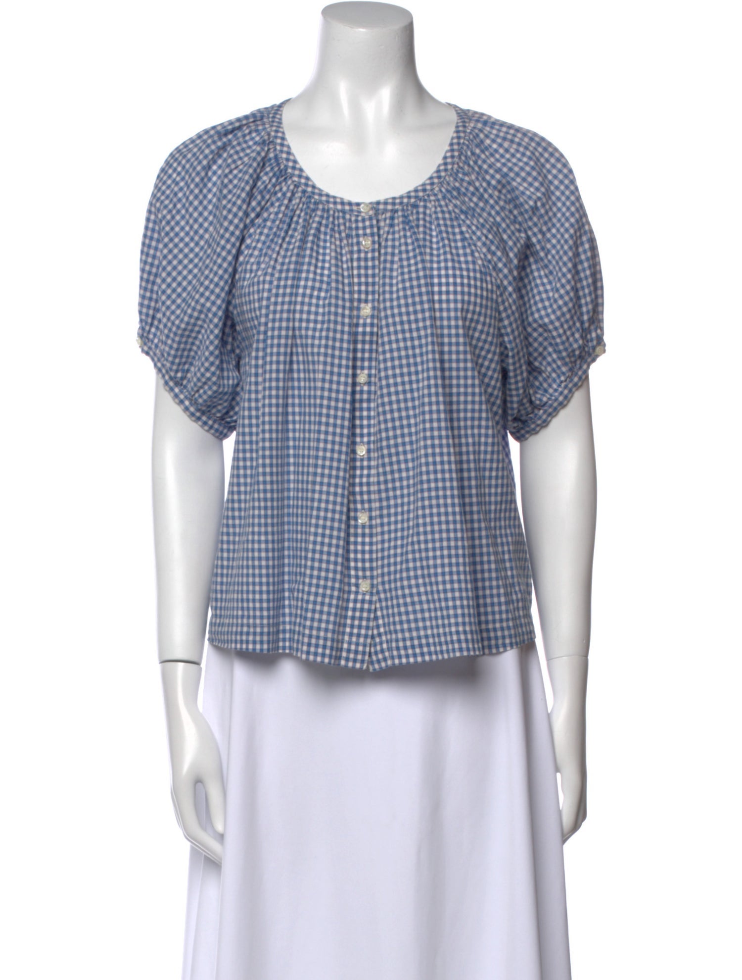 DÔEN Plaid Print Scoop Neck Top