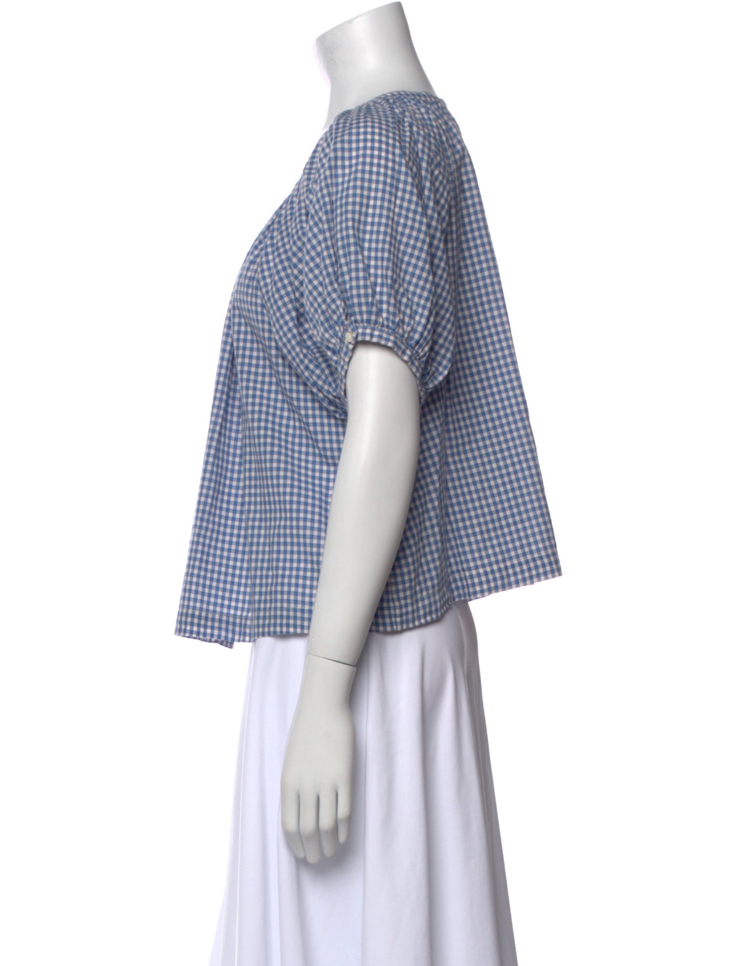 DÔEN Plaid Print Scoop Neck Top