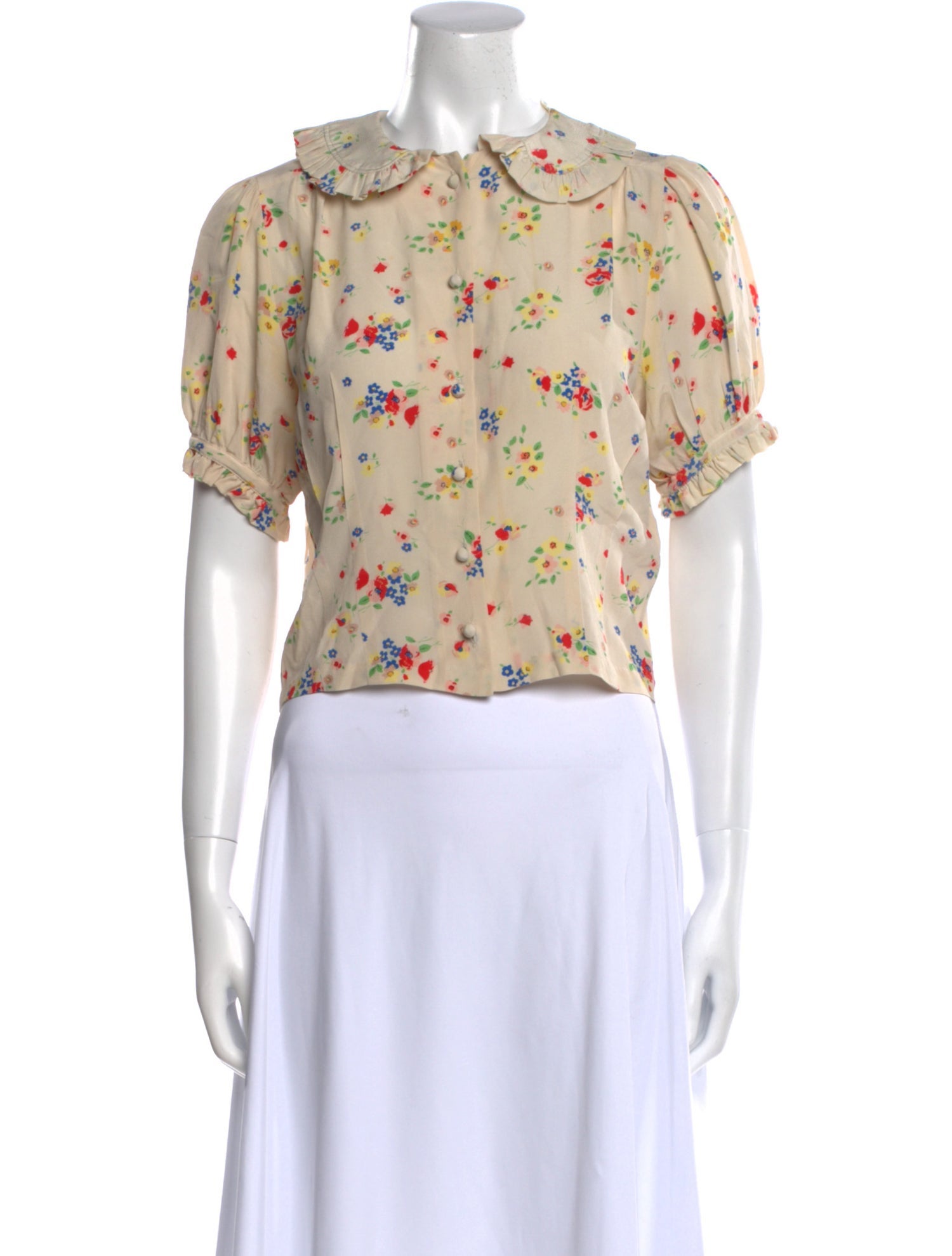 DÔEN Silk Floral Print Crop Top