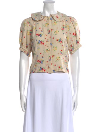 DÔEN Silk Floral Print Crop Top