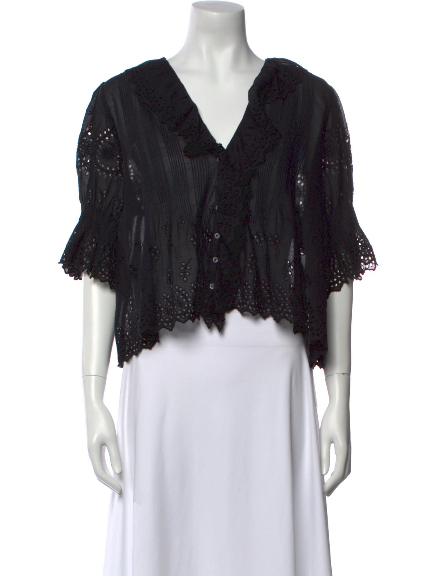 DÔEN V-Neck Three-Quarter Sleeve Crop Top w/ Tags