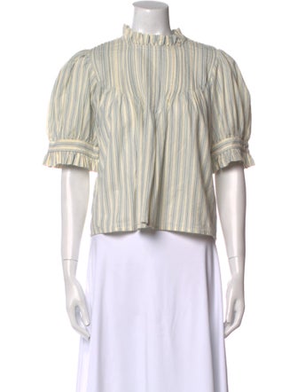 DÔEN Striped Mock Neck Crop Top