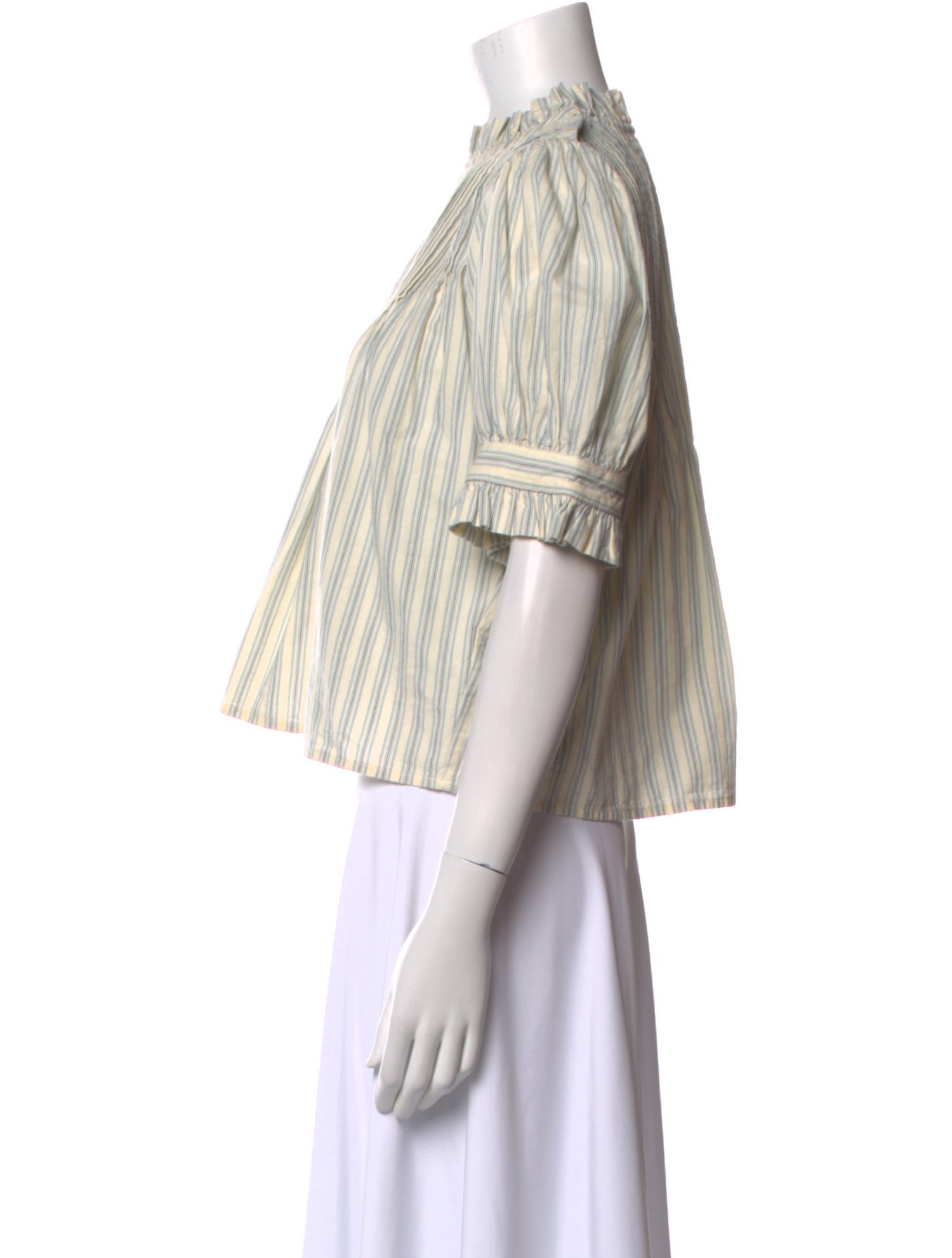 DÔEN Striped Mock Neck Crop Top