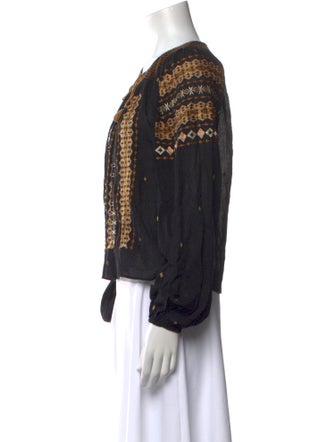 DÔEN Printed Tie Neck Top