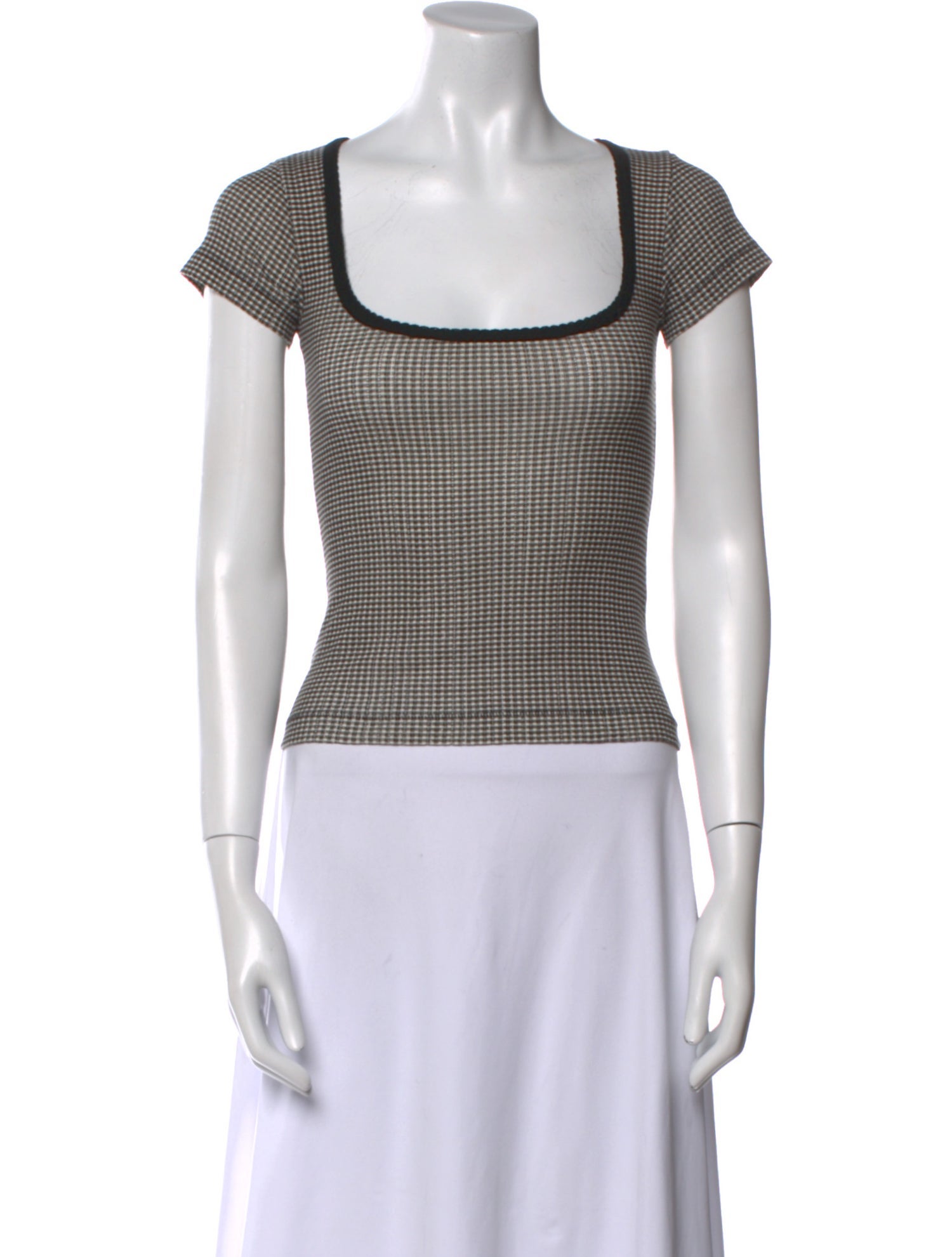 DÔEN Plaid Print Square Neckline Crop Top