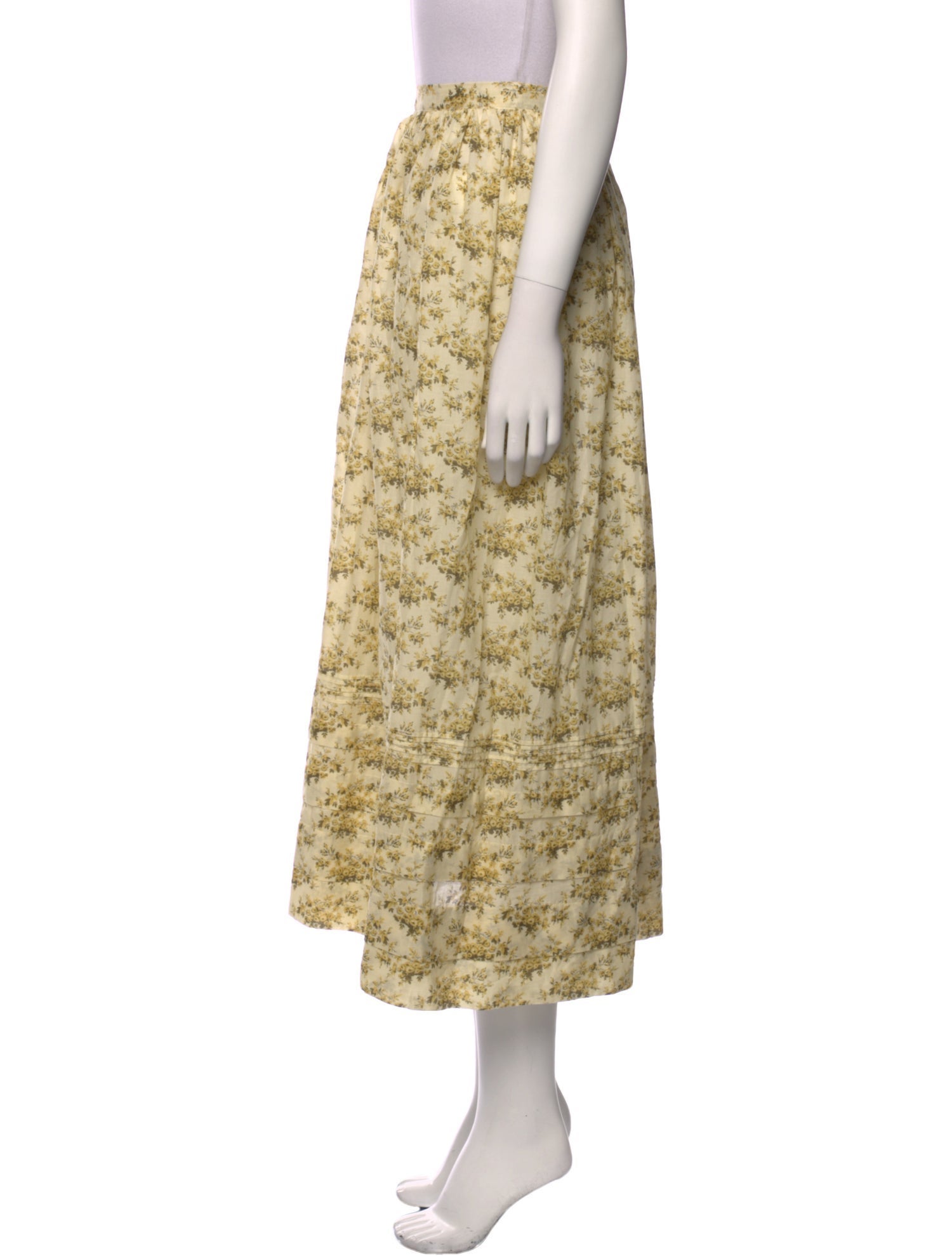 DÔEN Floral Print Midi Length Skirt