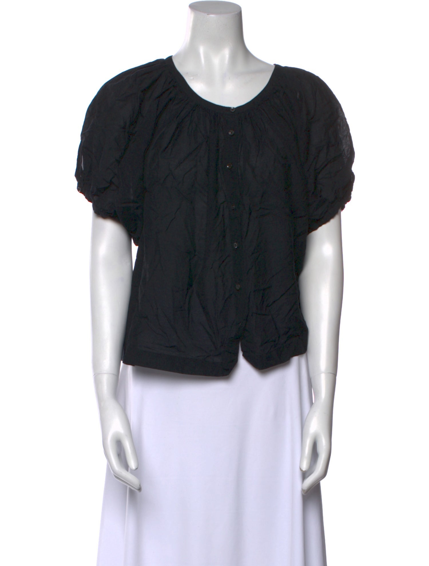 DÔEN Scoop Neck Short Sleeve Blouse