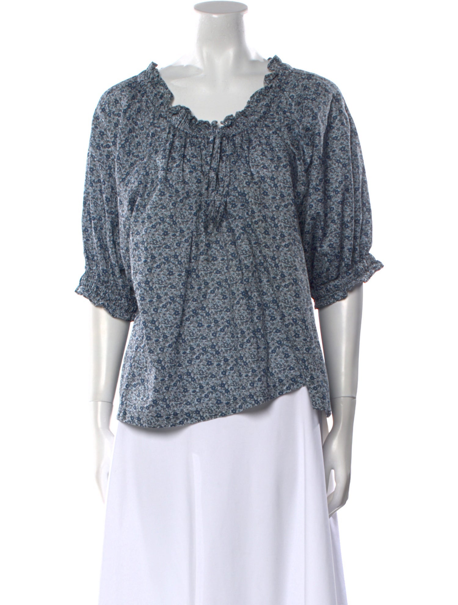 DÔEN Floral Print Scoop Neck Blouse