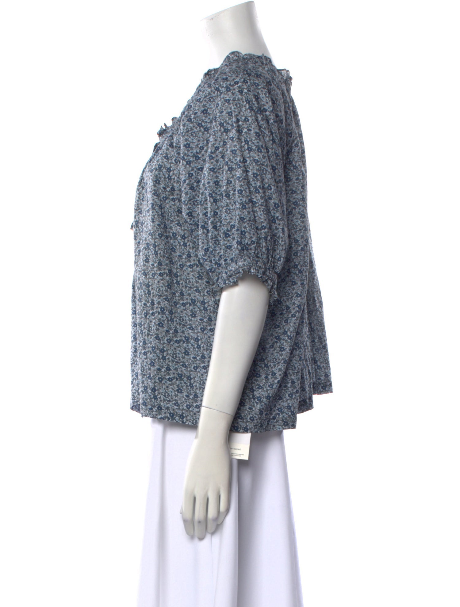 DÔEN Floral Print Scoop Neck Blouse