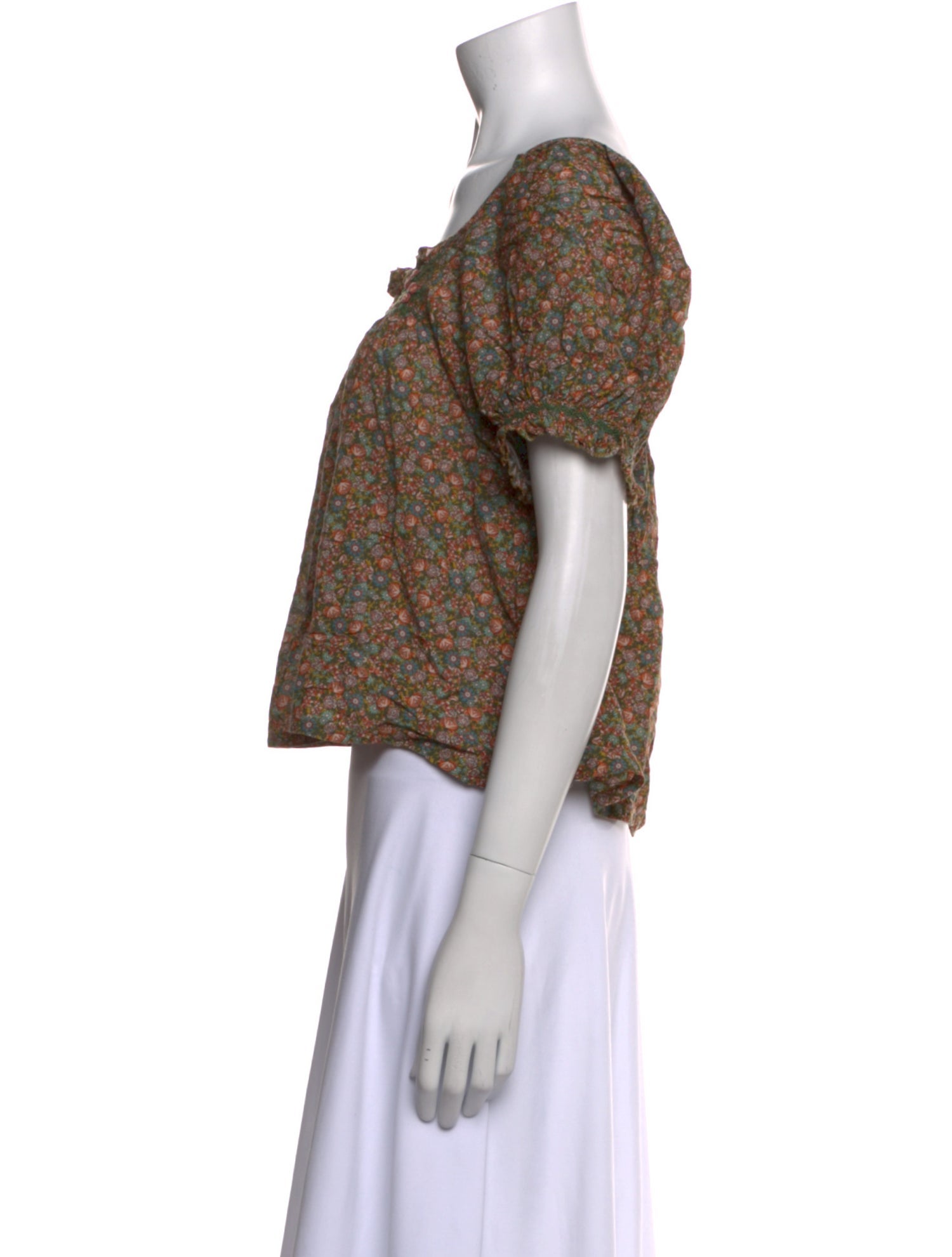 DÔEN Floral Print Square Neckline Crop Top