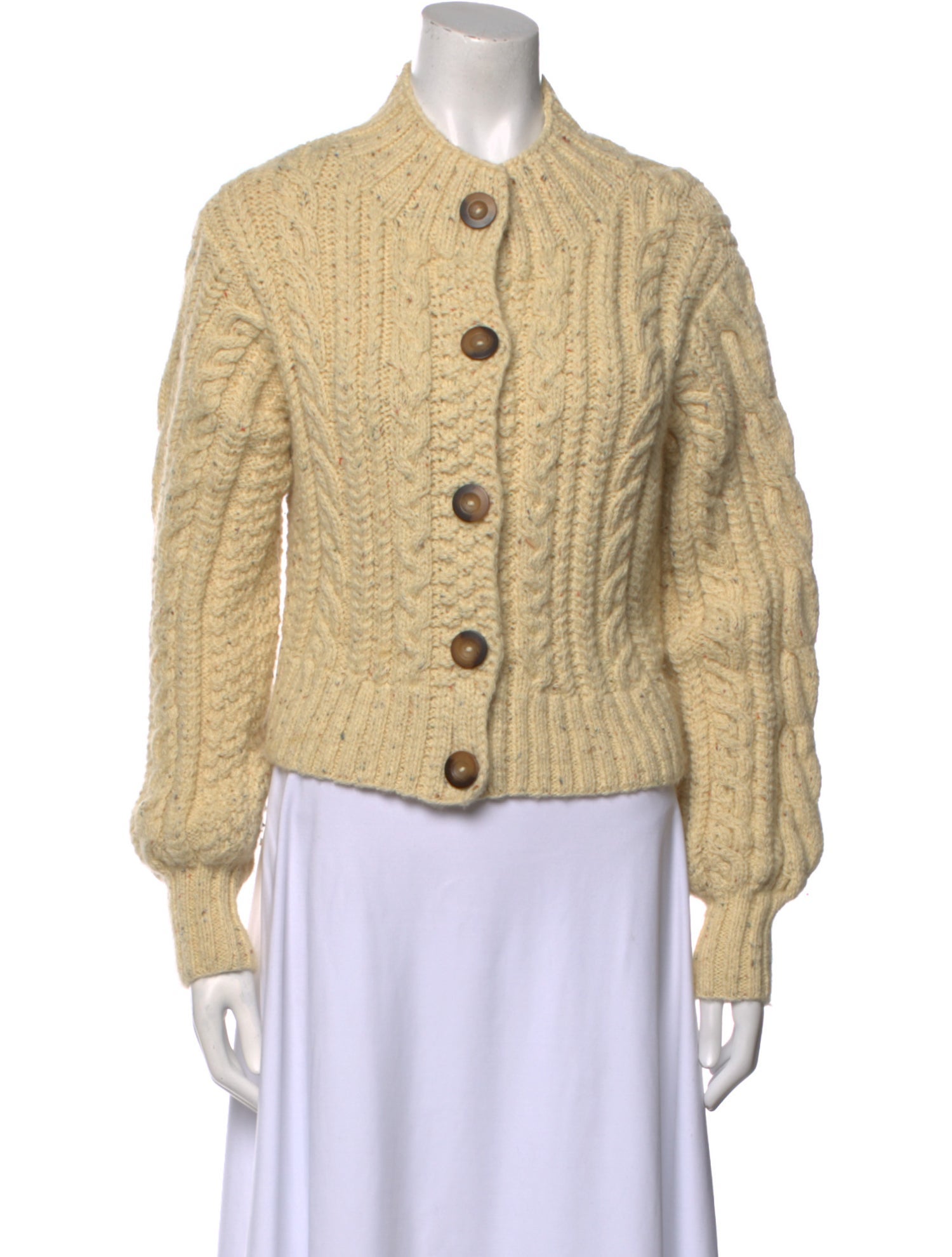 DÔEN Cable Knit Mock Neck Sweater